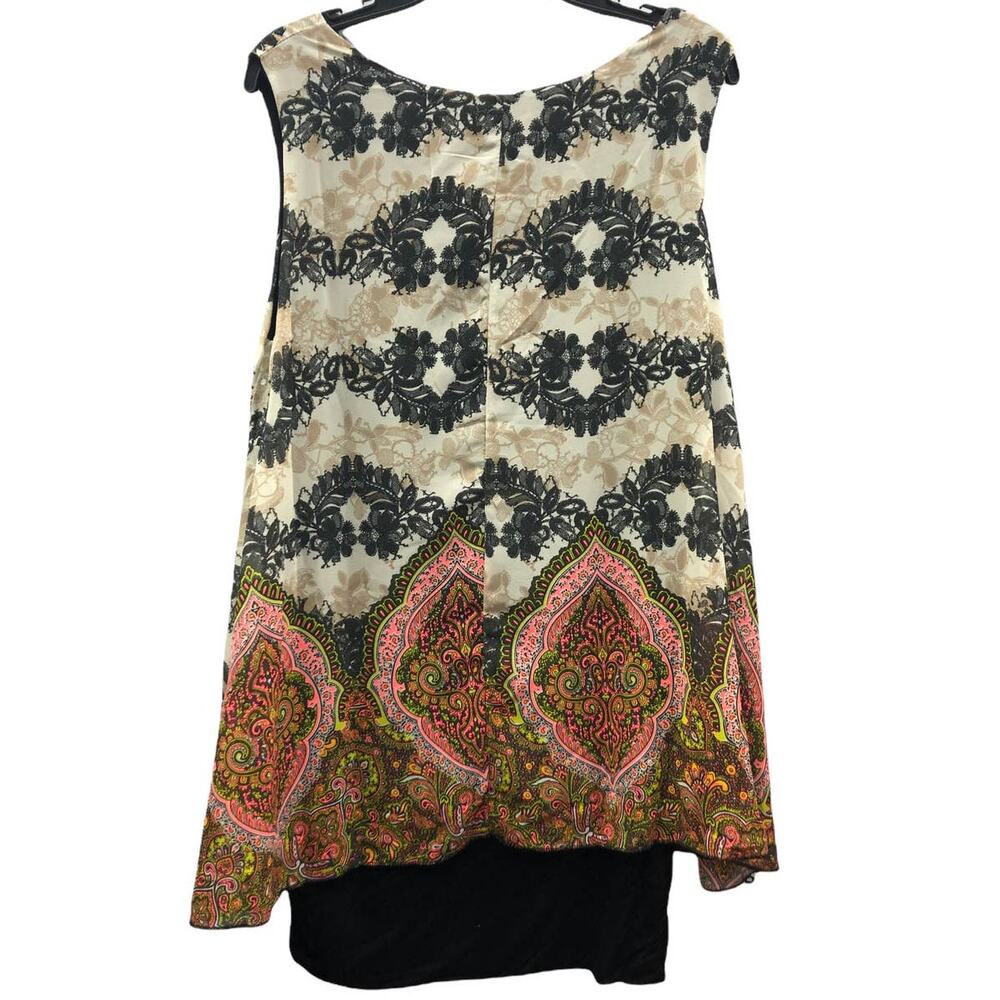 Papillon Double Layer Banded Hem  Sleeveless Summer Tunic Dress L
